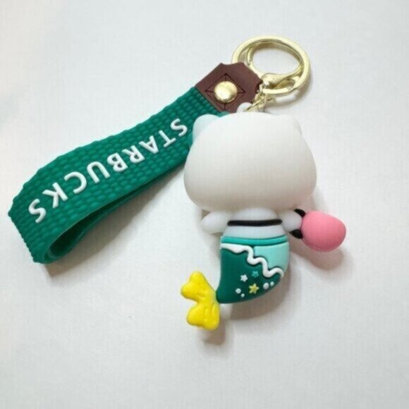 Starbucks Hello Kitty Mermaid Keychain Green Sanrio Collab Strap Bag Charm Cute - Picture 6 of 7
